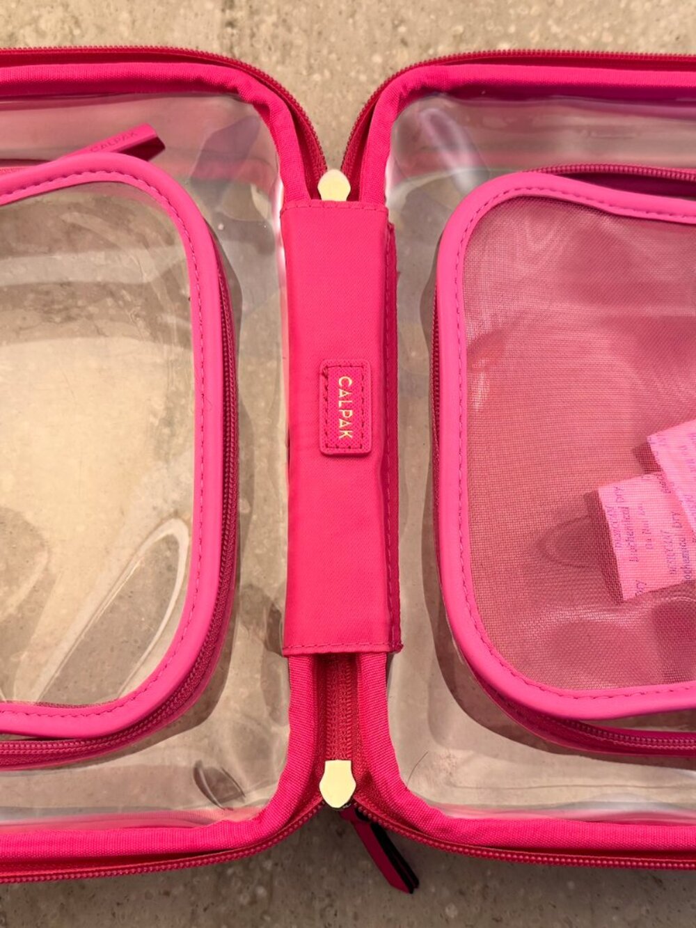 Calpak Medium Clear Cosmetics Case in Dragonfruit - Picture 2 of 5